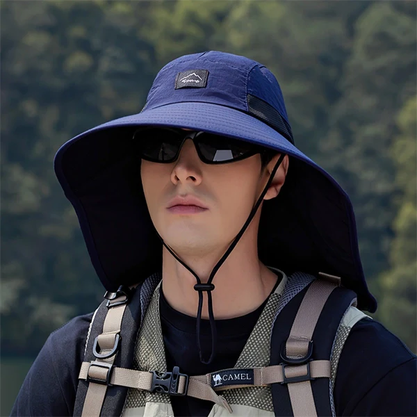 Unisex Quick-Dry Outdoor Hat – Waterproof Breathable with Neck Flap & Mesh Panels