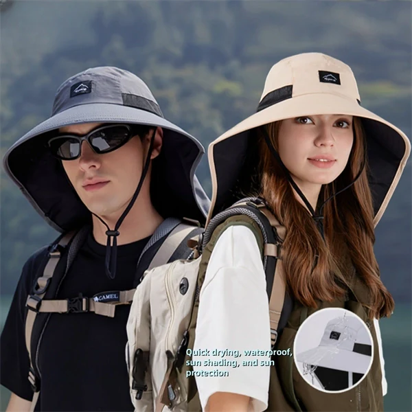Unisex Quick-Dry Outdoor Hat – Waterproof Breathable with Neck Flap & Mesh Panels