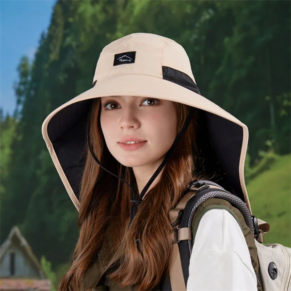Unisex Quick-Dry Outdoor Hat – Waterproof Breathable with Neck Flap & Mesh Panels
