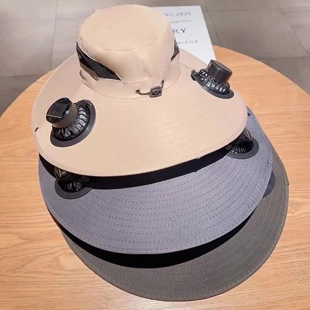 Unisex Solar Fan Hat - Outdoor Sun Protection Rechargeable Fishing Hat