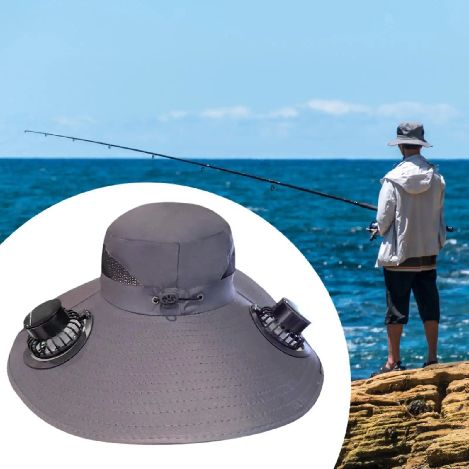 Unisex Solar Fan Hat - Outdoor Sun Protection Rechargeable Fishing Hat