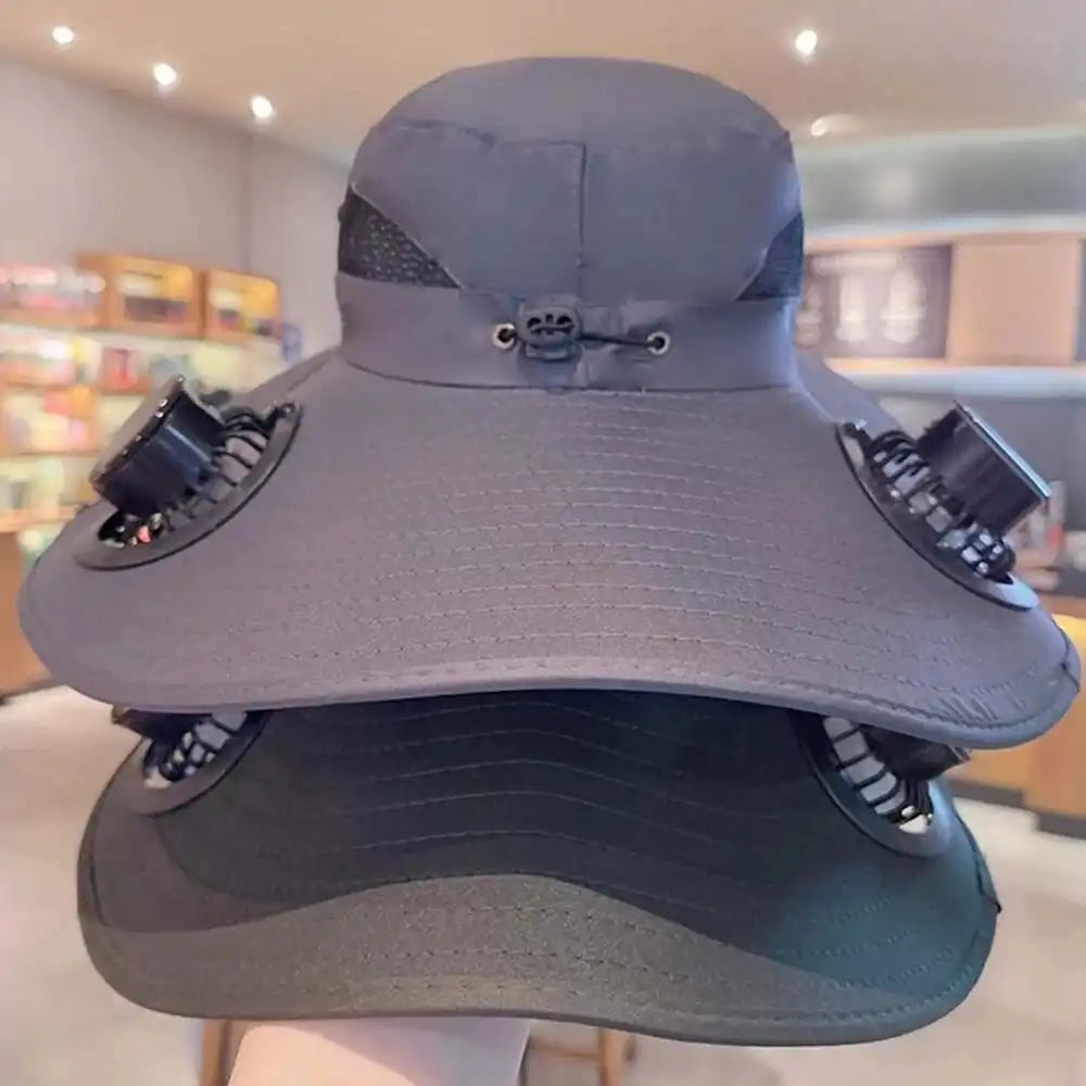Unisex Solar Fan Hat - Outdoor Sun Protection Rechargeable Fishing Hat