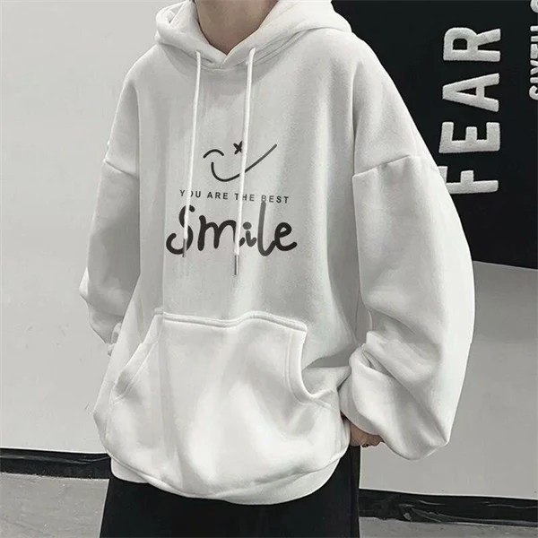 Unisex Vintage Smile Graphic Hoodie Jacket – Loose Fit Streetwear Windbreaker for Spring & Fall