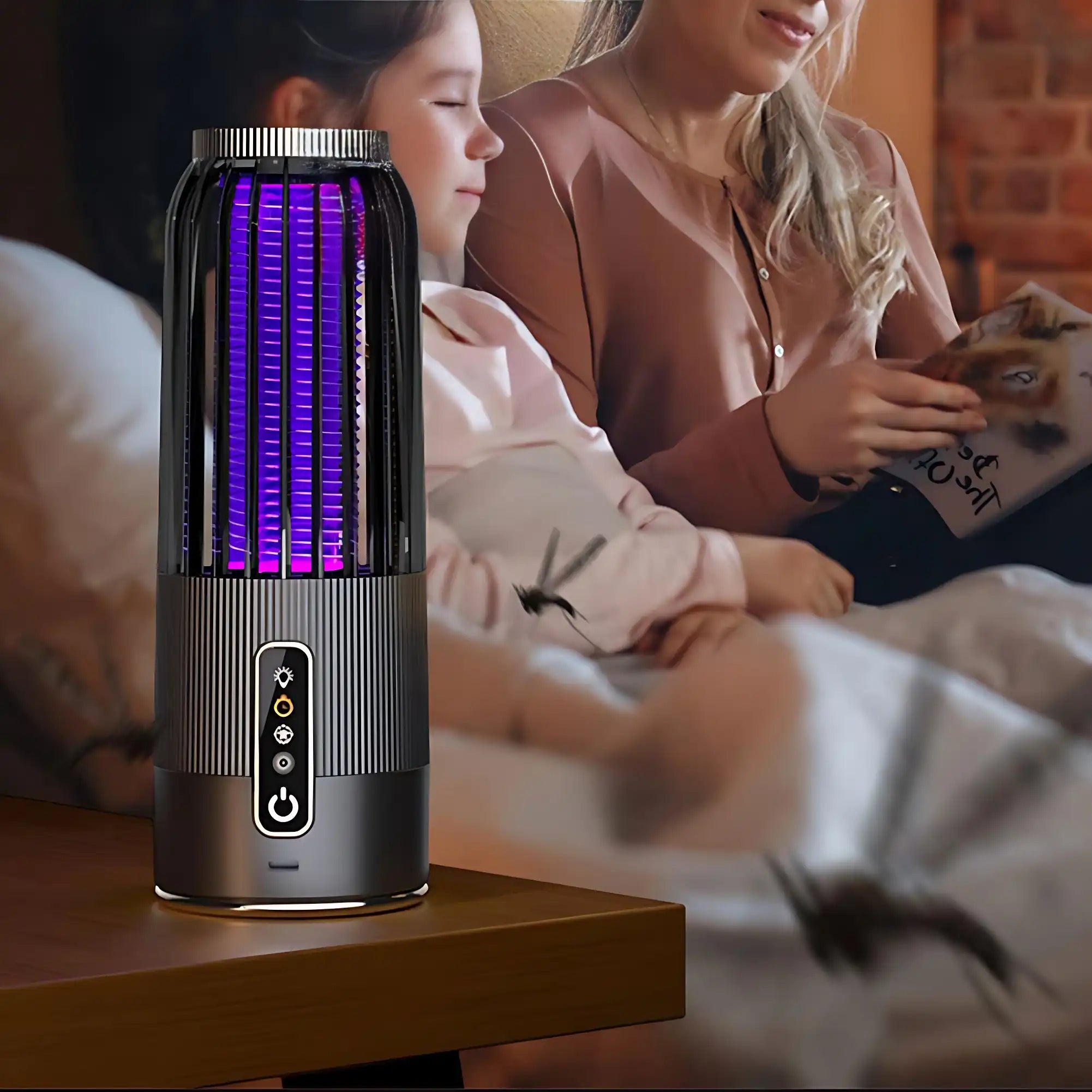 Upgraded LED UV Mosquito Insect Trap - Solar Electric Fly Zapper for Yard/Camping/Home