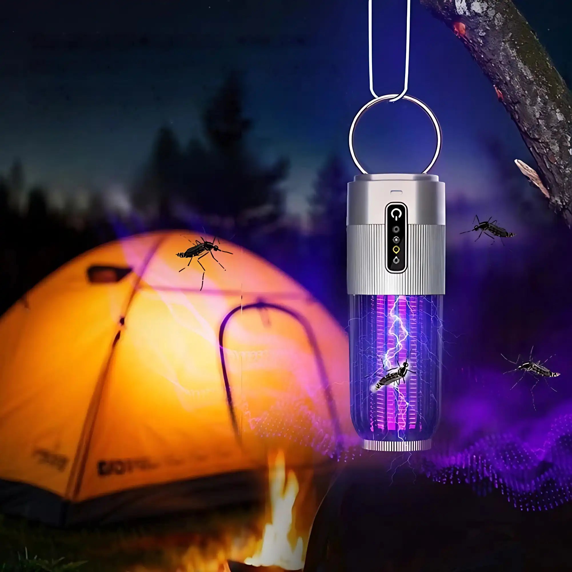 Upgraded LED UV Mosquito Insect Trap - Solar Electric Fly Zapper for Yard/Camping/Home