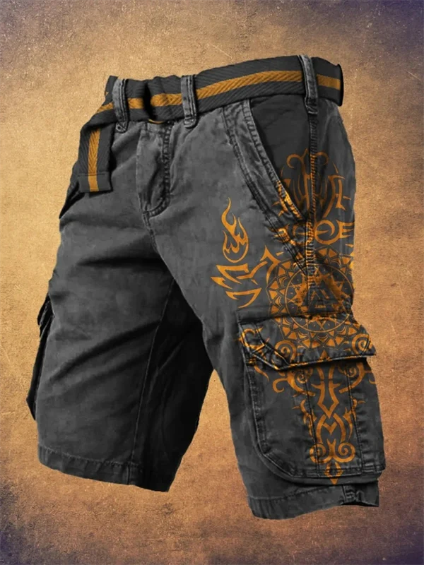 Men's Viking Warrior Print Cargo Shorts