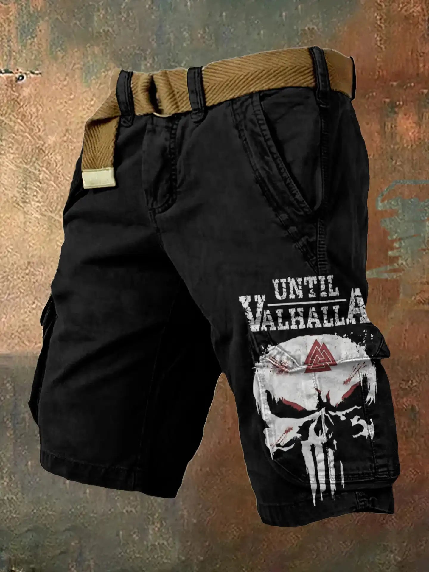 Viking Warrior Printed Cargo Shorts Men's Casual Sports Pants