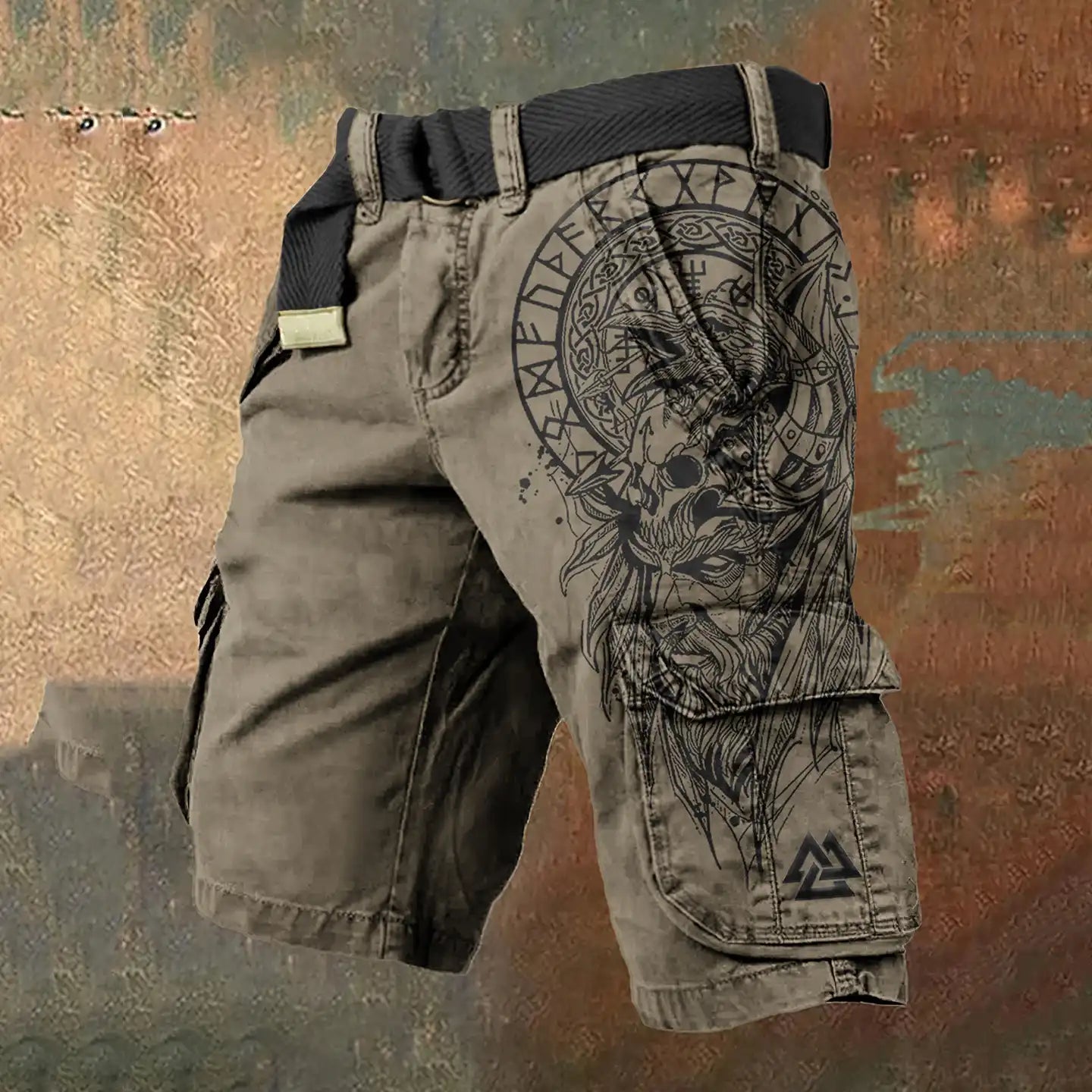 Viking Warrior Printed Cargo Shorts Men's Casual Sports Pants