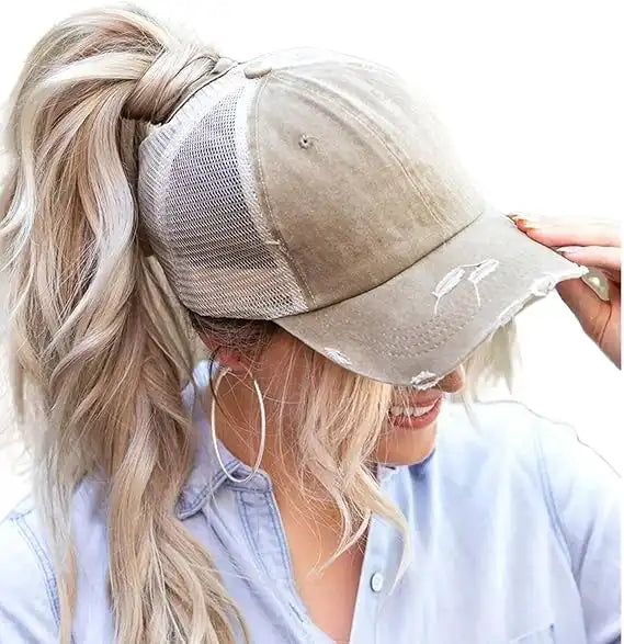 Vintage Ponytail Baseball Cap for Women