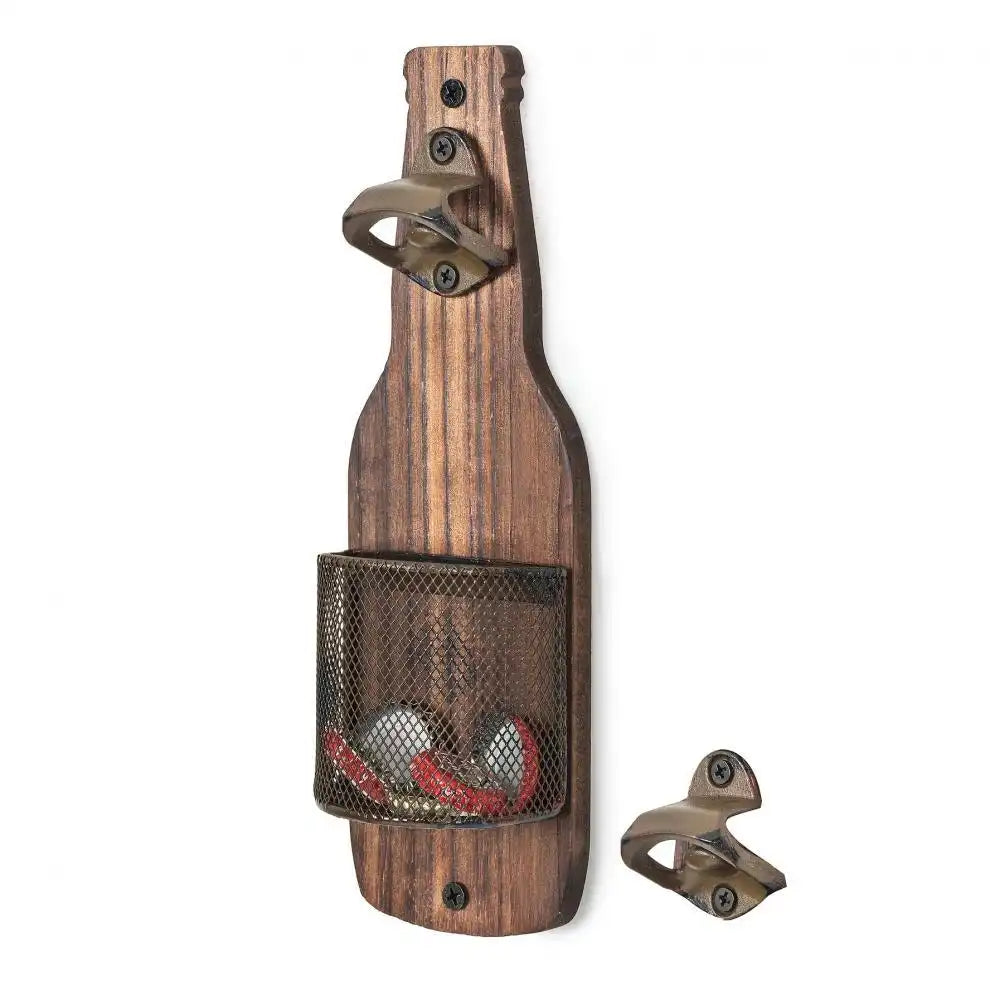Vintage Wooden Wall Mounted Bottle Opener for Beer Lovers
