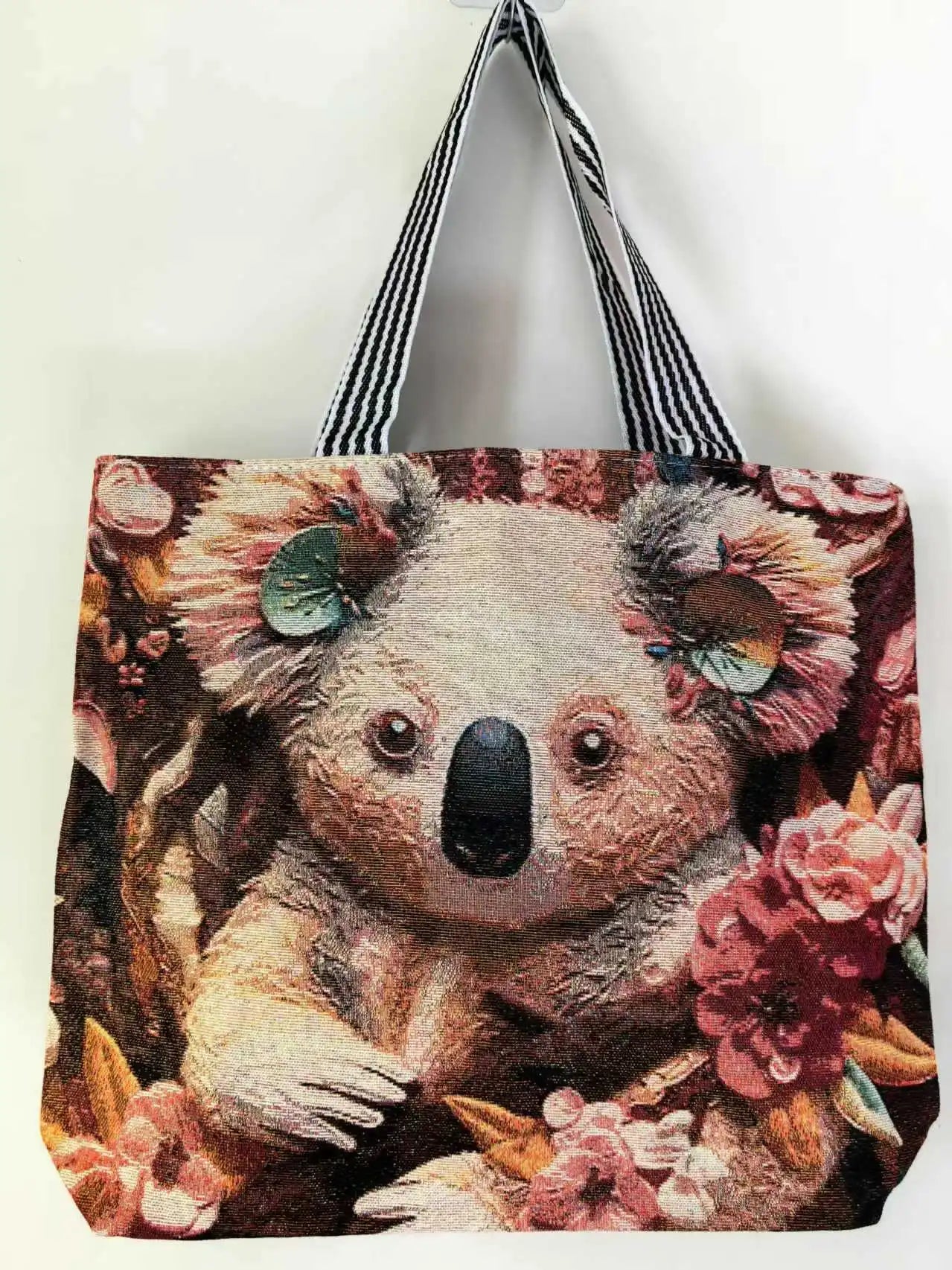 Vintage Lion Head Island Canvas Tote Embroidered Handbag