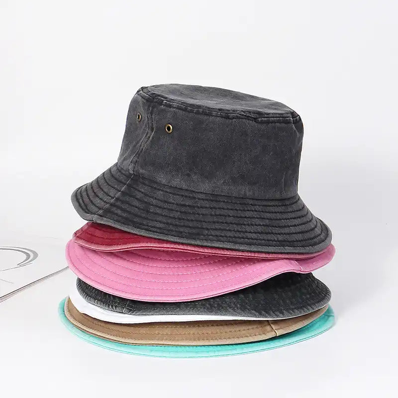 Washed Denim Bucket Hat for Men and Women