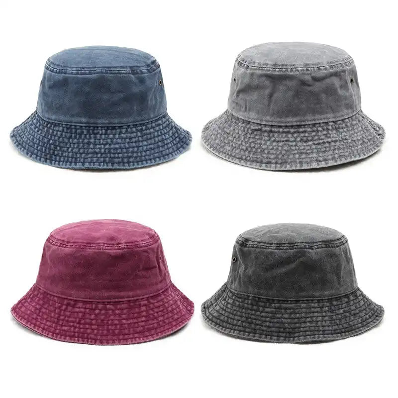 Washed Denim Bucket Hat for Men and Women
