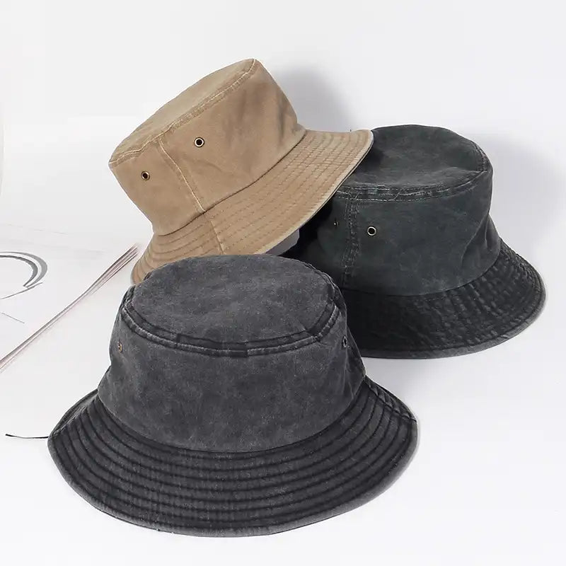 Washed Denim Bucket Hat for Men and Women