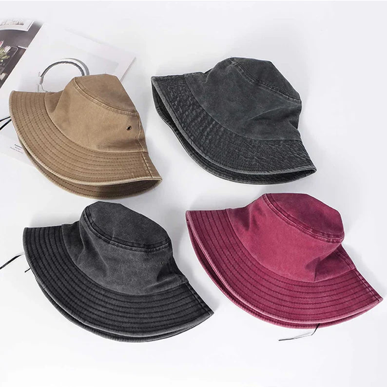 Washed Denim Bucket Hat for Men and Women