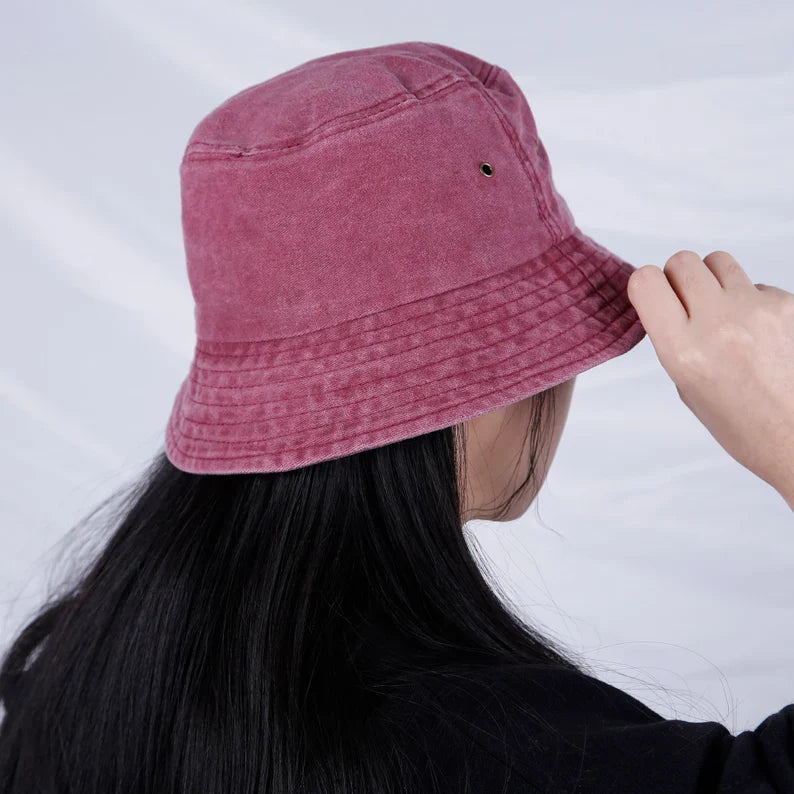 Washed Denim Bucket Hat for Men and Women