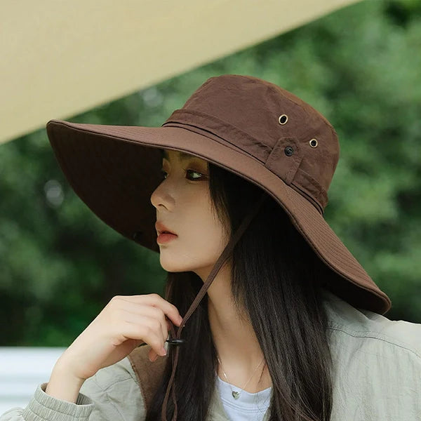 Waterproof Outdoor Sun Hat for Women – Quick-Dry Nylon Bucket Hat with Cowboy Style for Hiking, Camping & Summer Adventures