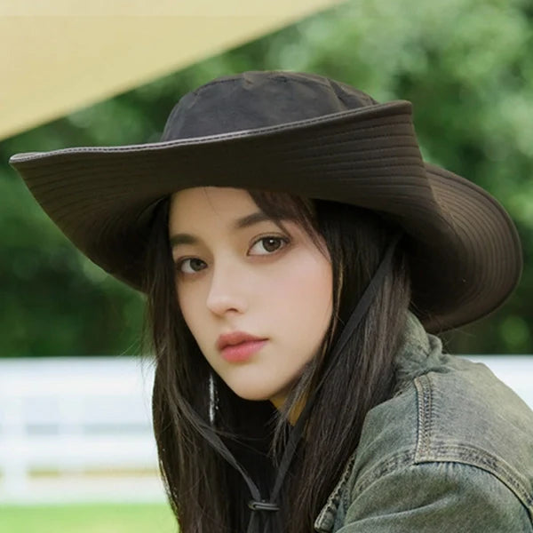 Waterproof Outdoor Sun Hat for Women – Quick-Dry Nylon Bucket Hat with Cowboy Style for Hiking, Camping & Summer Adventures
