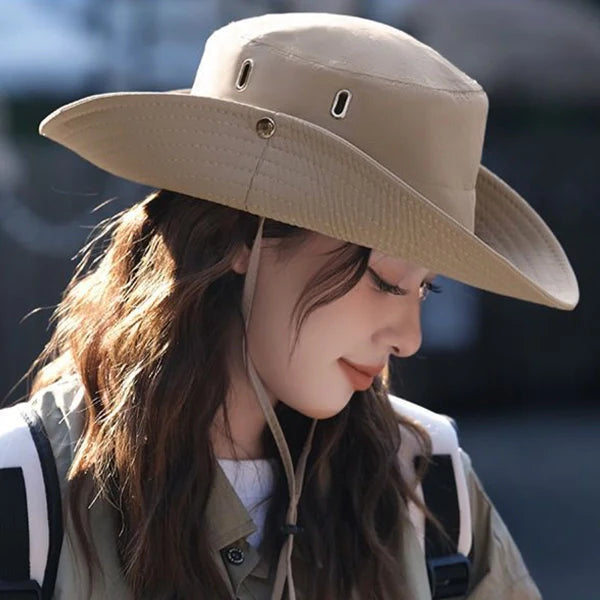 Waterproof Outdoor Sun Hat for Women – Quick-Dry Nylon Bucket Hat with Cowboy Style for Hiking, Camping & Summer Adventures