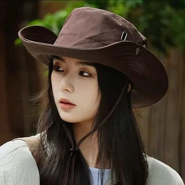 Waterproof Outdoor Sun Hat for Women – Quick-Dry Nylon Bucket Hat with Cowboy Style for Hiking, Camping & Summer Adventures