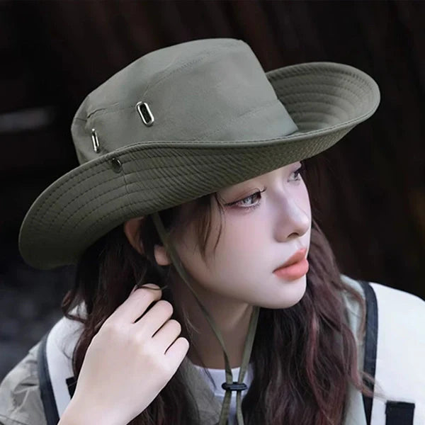 Waterproof Outdoor Sun Hat for Women – Quick-Dry Nylon Bucket Hat with Cowboy Style for Hiking, Camping & Summer Adventures