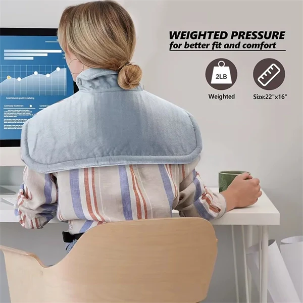 Weighted Heating Pad for Neck and Shoulders – Electric Heat Wrap with 6 Heat Settings & Auto Shut-Off