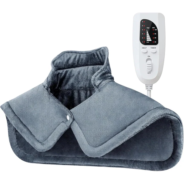 Weighted Heating Pad for Neck and Shoulders – Electric Heat Wrap with 6 Heat Settings & Auto Shut-Off