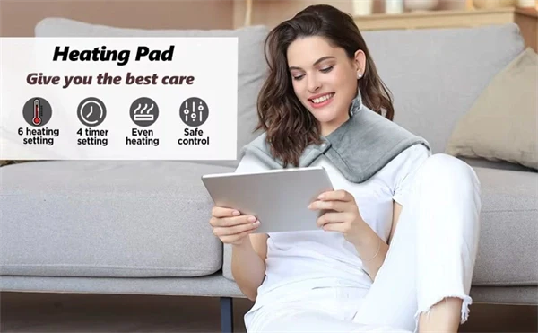 Weighted Heating Pad for Neck and Shoulders – Electric Heat Wrap with 6 Heat Settings & Auto Shut-Off