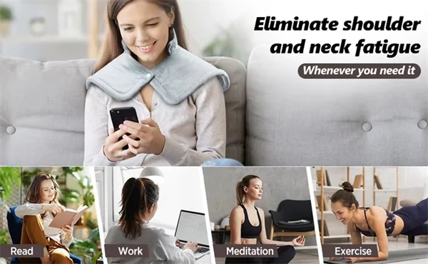 Weighted Heating Pad for Neck and Shoulders – Electric Heat Wrap with 6 Heat Settings & Auto Shut-Off