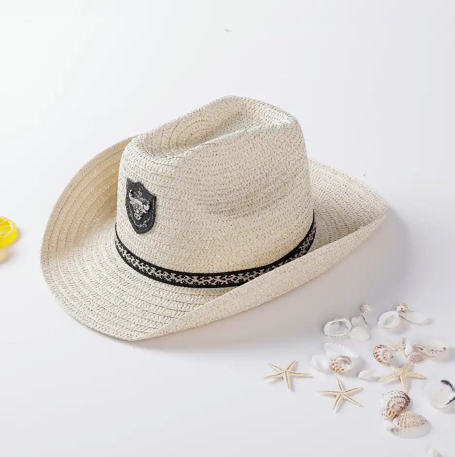 Summer Sun-Protective Beach Straw Cowboy Hat for Adults