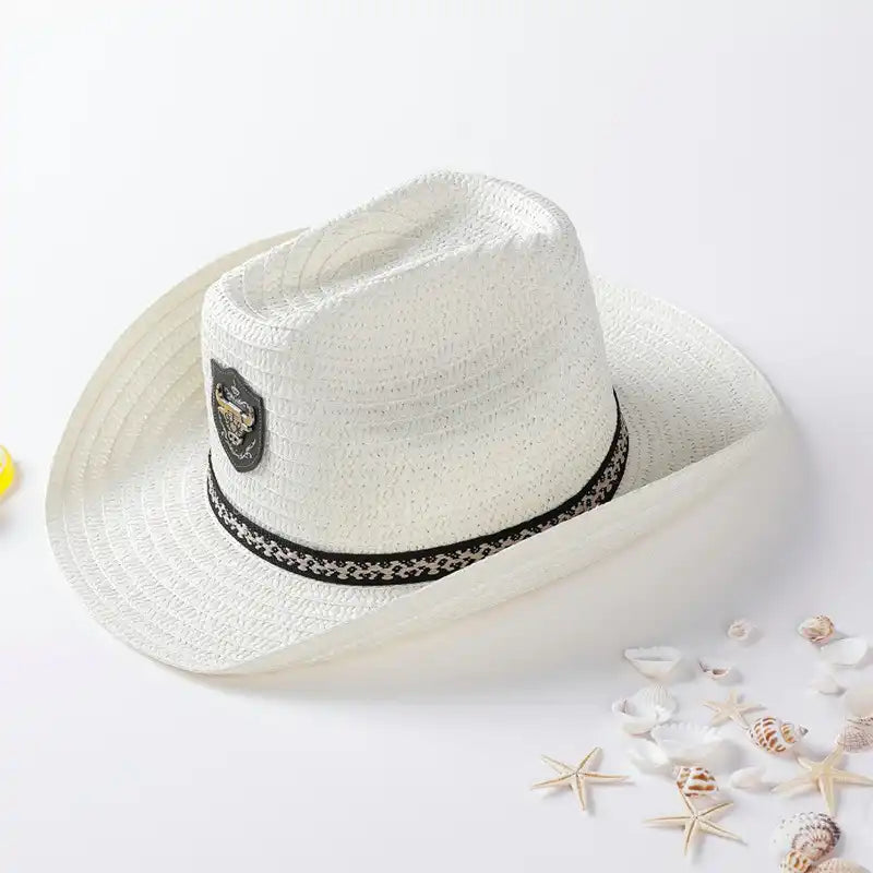 Summer Sun-Protective Beach Straw Cowboy Hat for Adults
