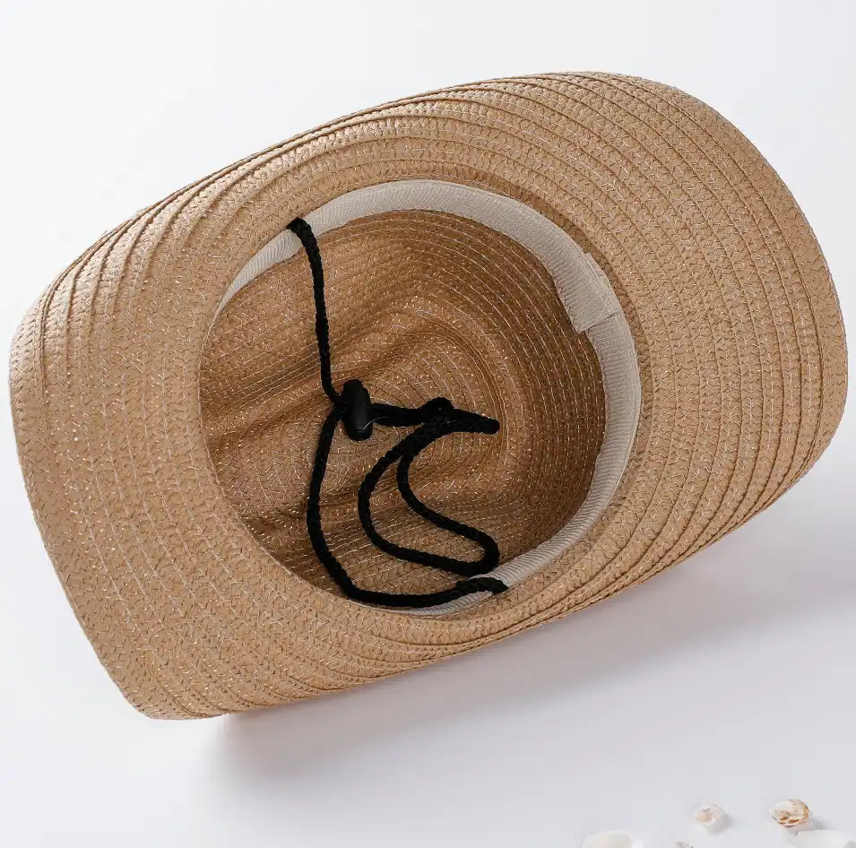 Summer Sun-Protective Beach Straw Cowboy Hat for Adults