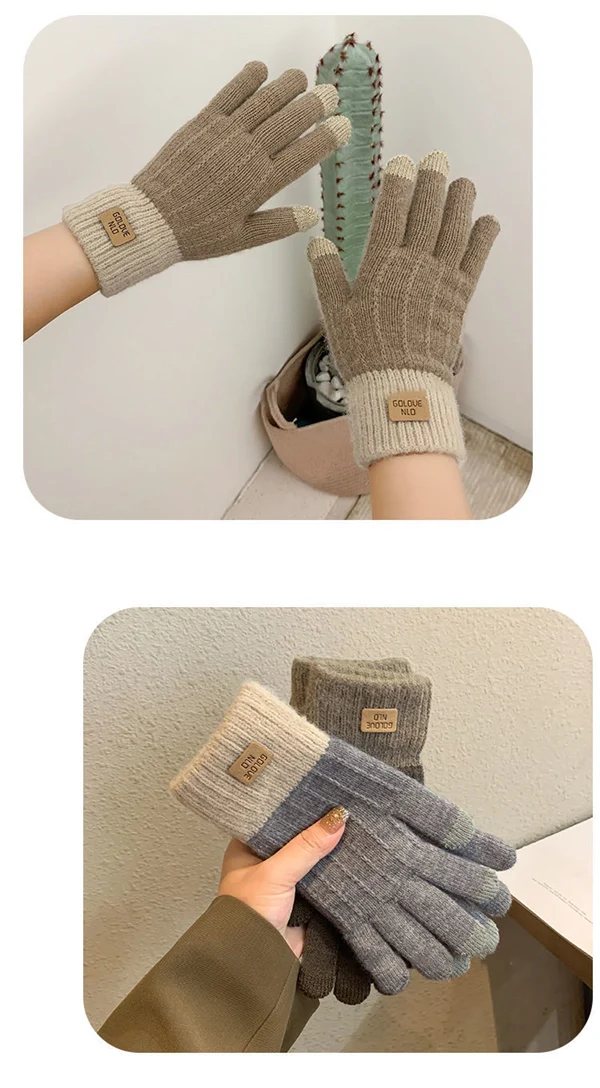 Winter Knit Touchscreen Gloves – Thick Fleece Lined Warm Gloves for Men & Women, Cold Weather Cycling & Outdoor Use