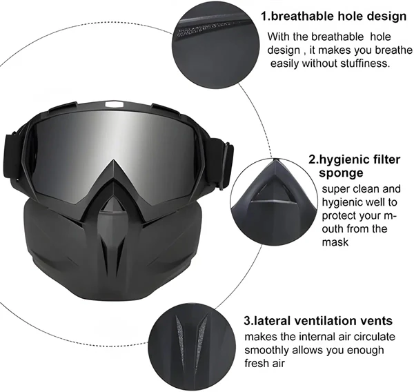 Winter Sports Face Mask with Anti-Fog Goggles - Windproof & UV Protection