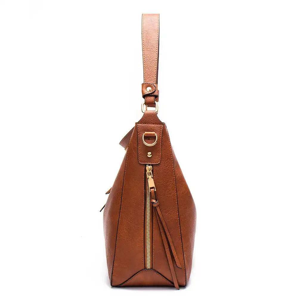 Women Casual Large Capacity PU Leather Tassel Shoulder Hobo Tote Bag