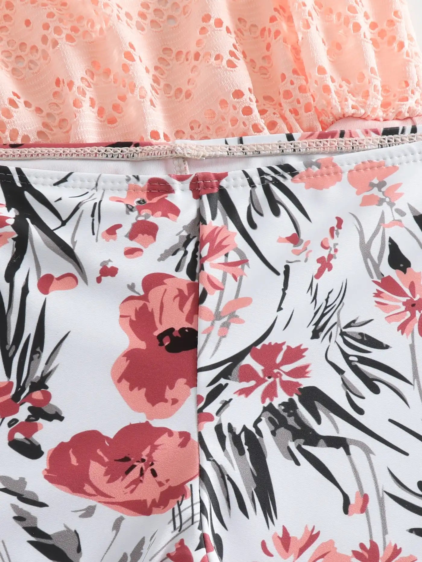 Women's Boho Floral Print Mesh Tankini Set with Suspender Shorts - Sexy Beach Swimwear