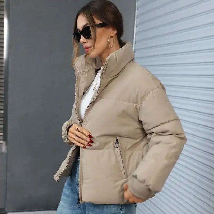 Women's Casual Cropped Warm Puffer Jacket