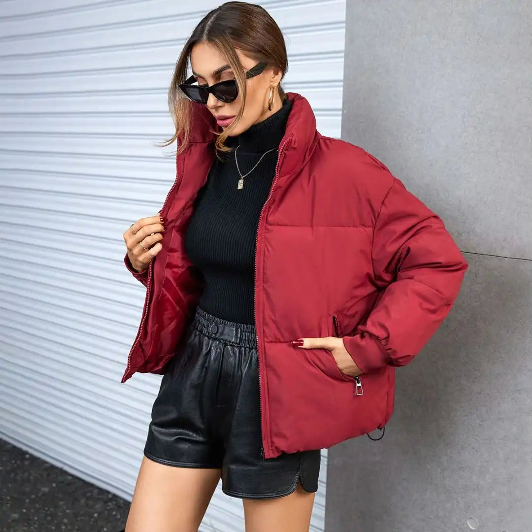 Women's Casual Cropped Warm Puffer Jacket