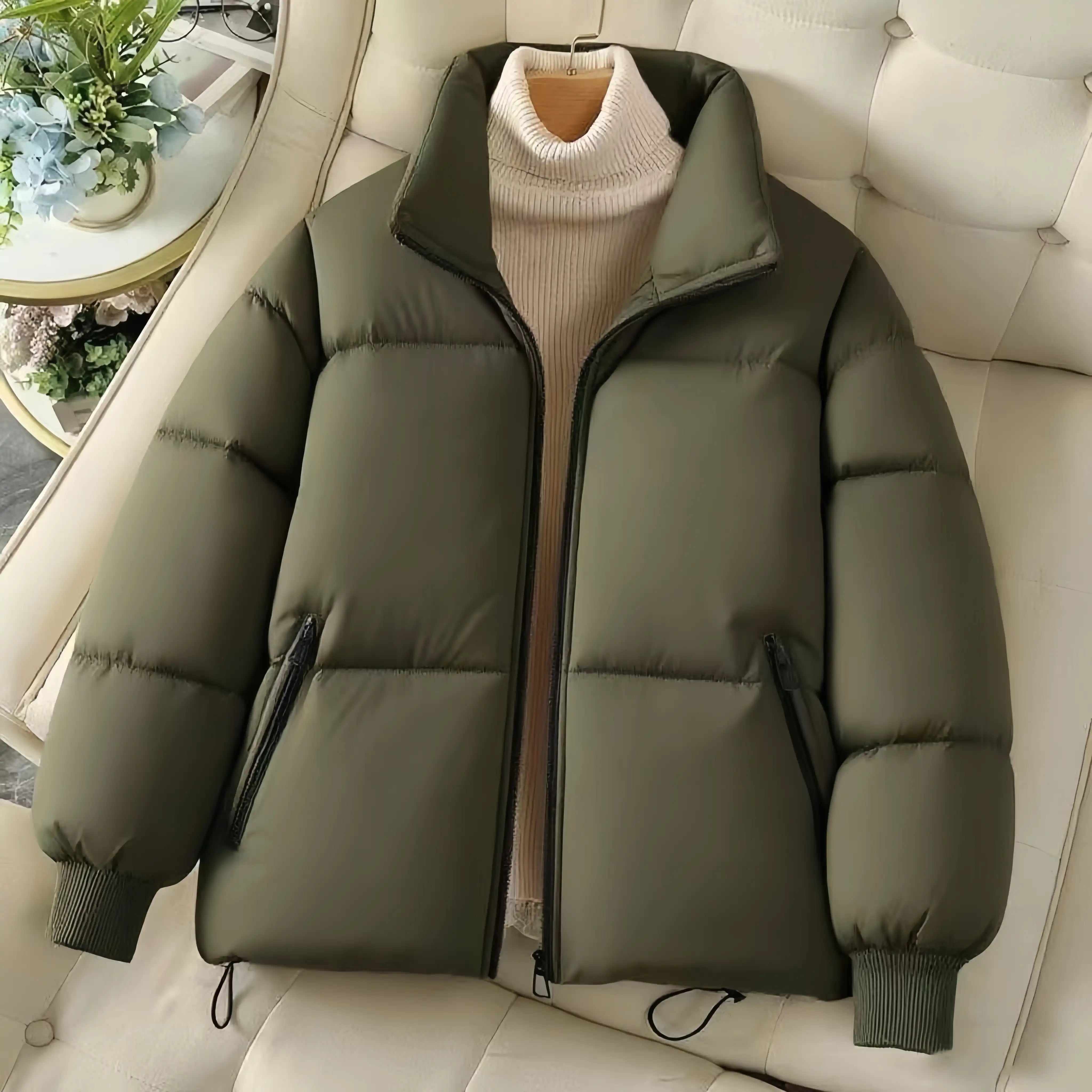 Women's Casual Cropped Warm Puffer Jacket
