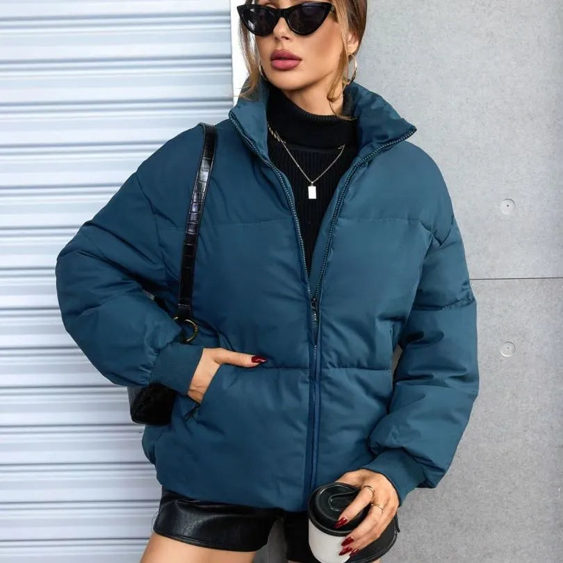 Women's Casual Cropped Warm Puffer Jacket