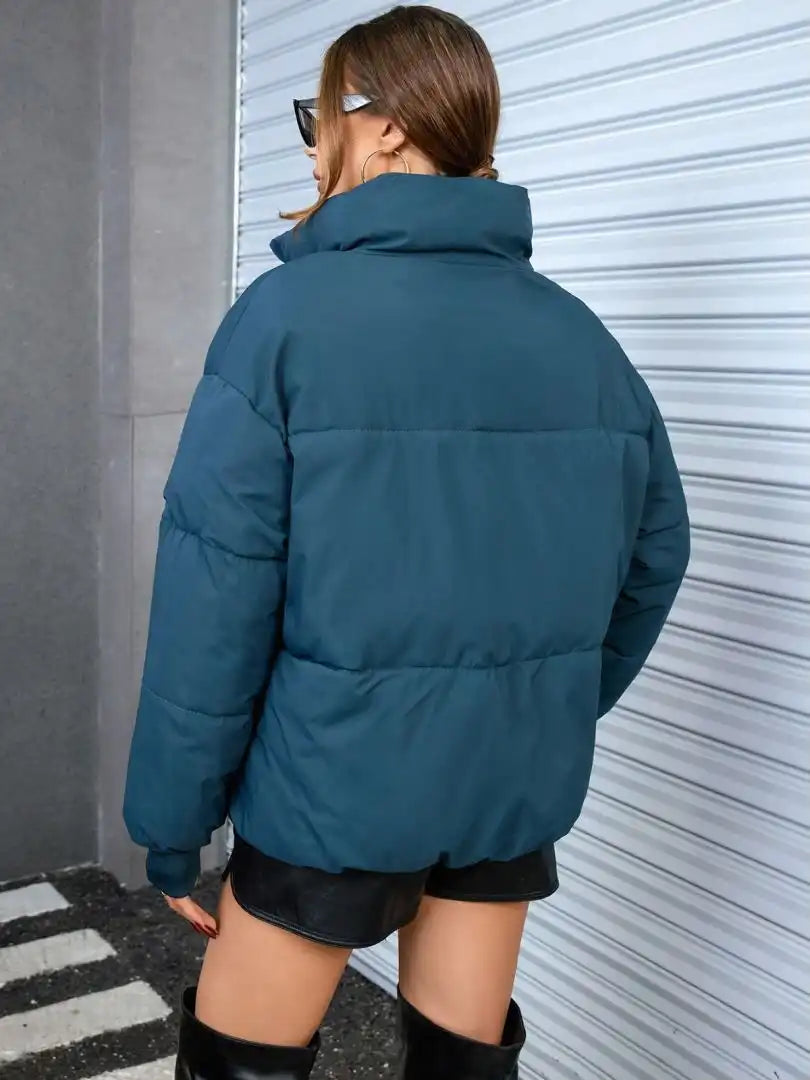 Women's Casual Cropped Warm Puffer Jacket
