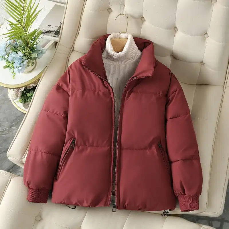 Women's Casual Cropped Warm Puffer Jacket