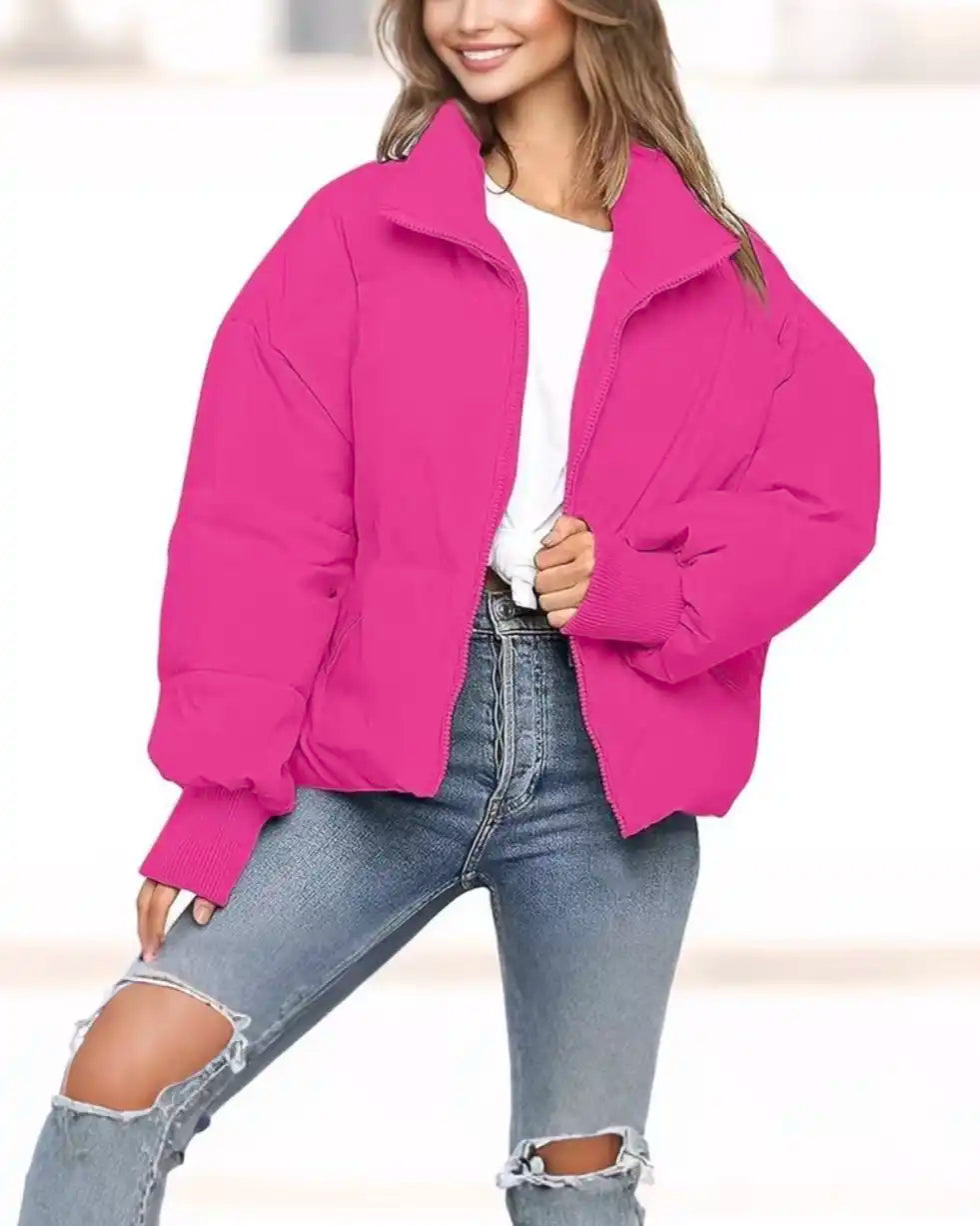 Women's Casual Cropped Warm Puffer Jacket