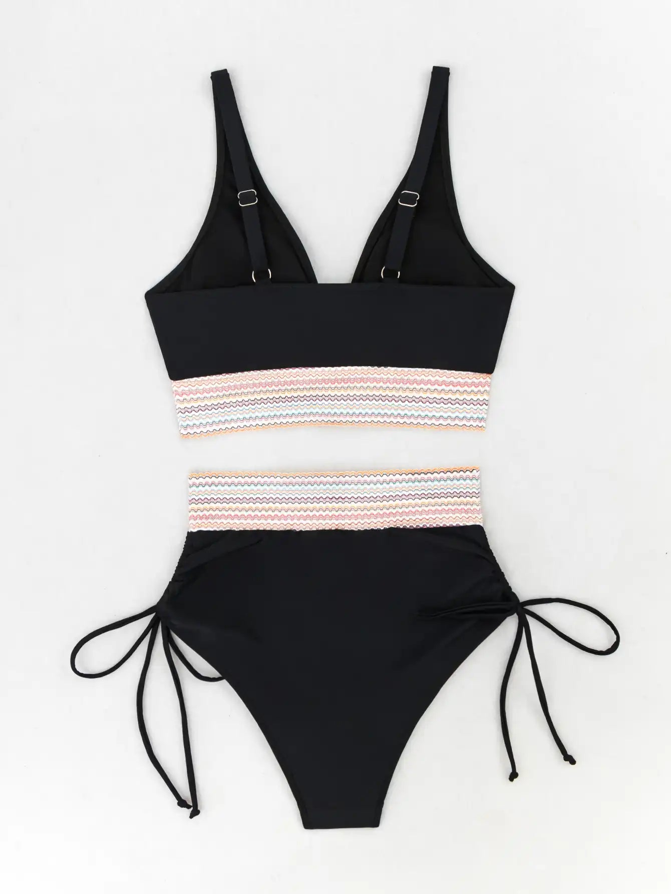 Women's Color Block Push-up High Waist Tummy Control Bikini Set