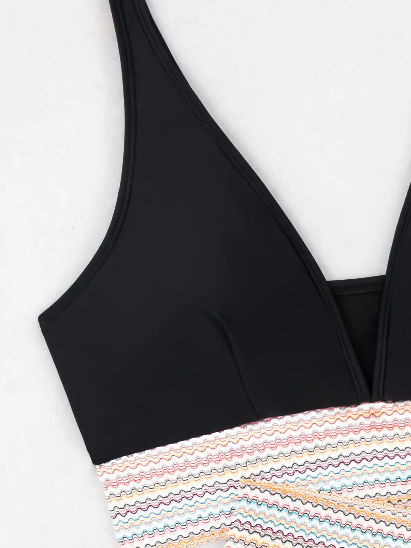 Women's Color Block Push-up High Waist Tummy Control Bikini Set