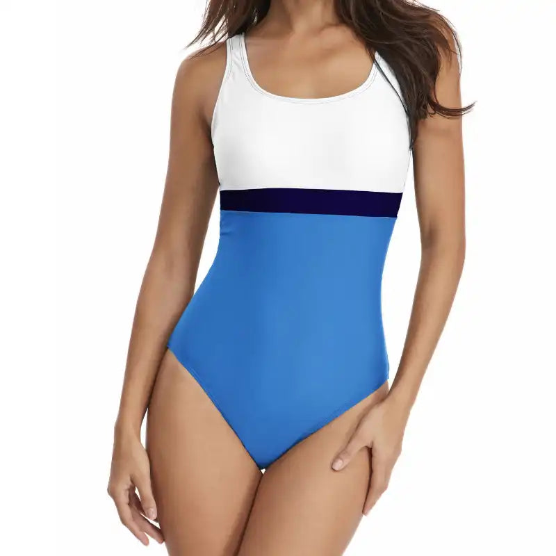 Women's Colorblock Backless Sport Swimsuit with Padded