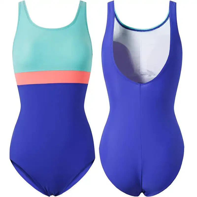 Women's Colorblock Backless Sport Swimsuit with Padded