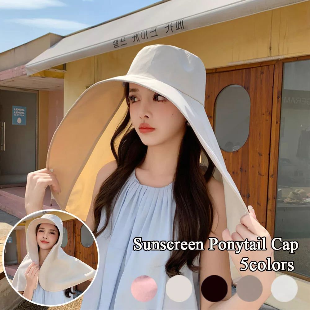 Women's Fashion Wide Brim Sun Hat with UV Protection & Neck Cover for Outdoor, Beach, Summer