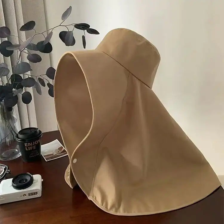 Women's Fashion Wide Brim Sun Hat with UV Protection & Neck Cover for Outdoor, Beach, Summer