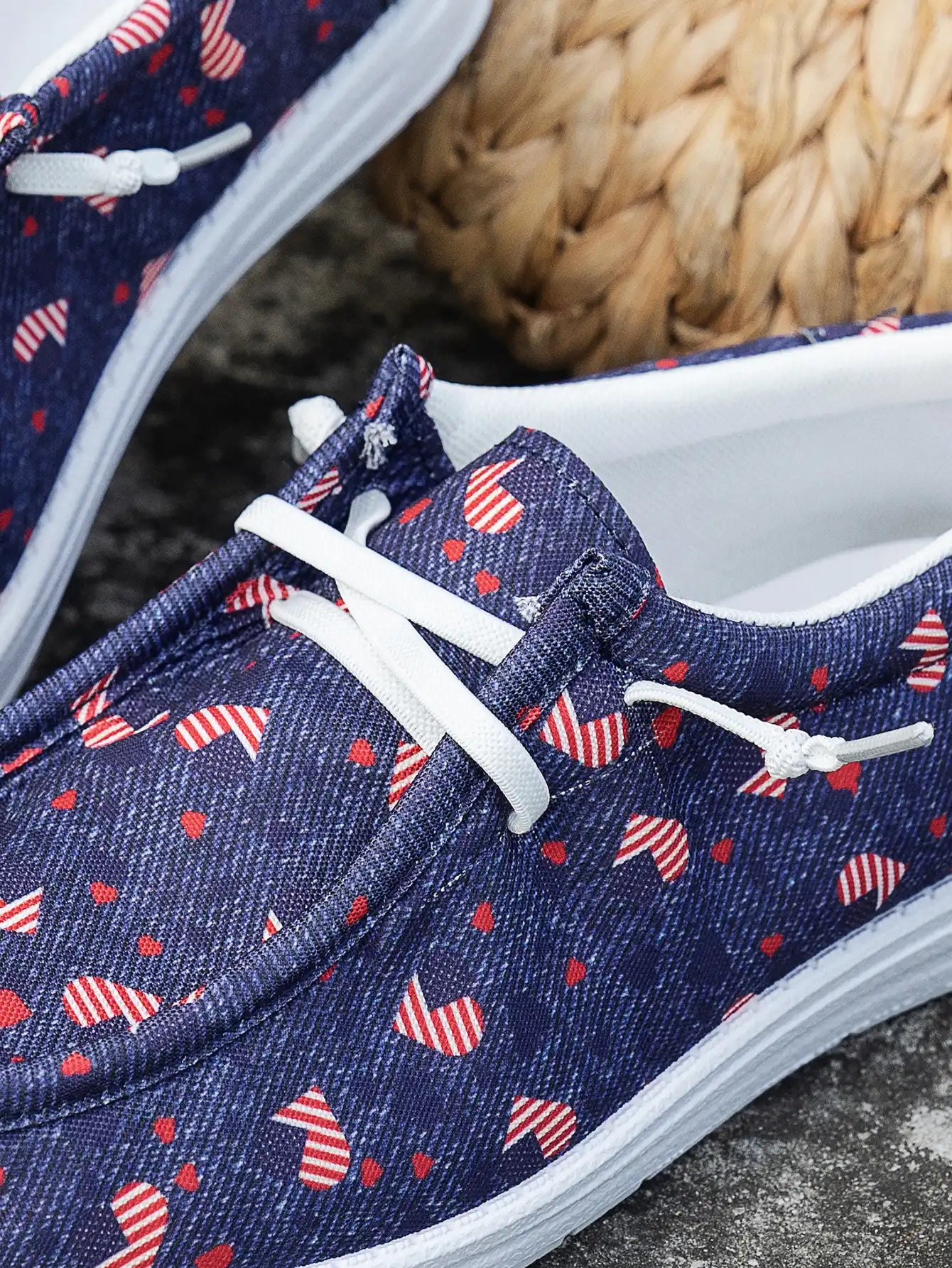 Women's Floral Tie-Front Canvas Shoes - Casual Low Top Sneakers